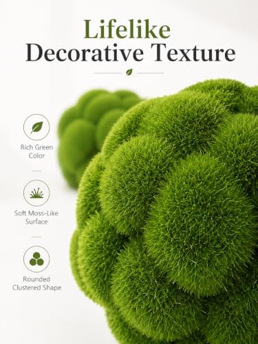 Cabilock 3Pcs Artificial Moss Balls, Fake Green Topiary Spheres Bowl Filler, Simulated Plant Decor, Decorative Imitation Moss Rocks Floral Arrangements Wedding Garden Party, 10cm+12cm+15cm - Image 4