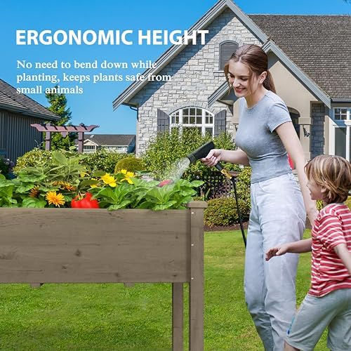 BlueWish 72''L x 23''W x 30''H Raised Garden Bed Outdoor, 2x6 FT Cedar Garden Bed with 8 Drainage Holes & 6 Legs, Elevated Planter Boxes for Gardening, Vegetable, Flower, 661lbs Capacity, Brown - Image 7