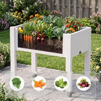 Elevated Raised Garden Bed with Wheels,Planter Outdoor Plants,Matte White - Image 6