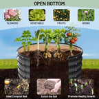 Garvee Galvanized Raised Garden Bed, 2Pcs Raised Garden Beds Outdoor, Round Planter Raised Beds with Gloves and Rubber Edge Trim for Vegetables, Flowers and Herbs, 3x3x1 FT, Dark Grey - Image 4