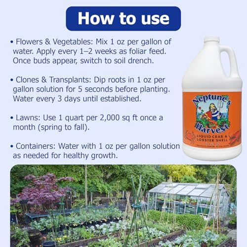 Neptune’s Harvest Organic Crab & Lobster Shell Multi-Purpose Liquid Fertilizer (2-0-2) - 1 Gallon Bottle - Rich in Nutrients Soil Fertilizer - Plant Food for Lawns, Gardens, and Vegetables - Image 3