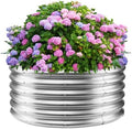 YSEJOMP 17" Tall 40" Diameter Round Raised Garden Bed Kits Outdoor Silver by YSEJOMP