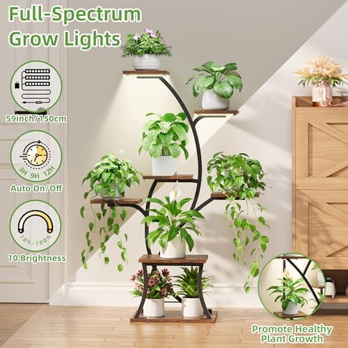 Indoor Plant Stand with Grow Light, 7 Tier 44" Plant Shelf - Image 4