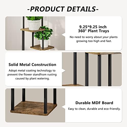 AZERPIAN 4 Tier Tall Plant Stand Indoor Corner Tiered Shelf Metal MDF Board - Image 5