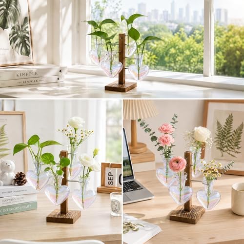 Nacome Plant Terrarium Propagation Stations: Clear Vase with Wooden Stand - Image 7