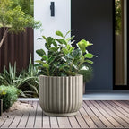 Kante Large Round Pedestal Weathered Concrete Planter 16.7" Dia, Outdoor - Image 4