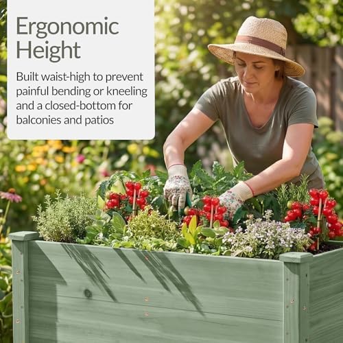 Best Choice Products 48" x 24" x 30" Raised Garden Bed with Extra Deep 16" Depth, Elevated Wood Planter Box Stand for Backyard, Patio, Balcony, Natural Fir Wood - Sage - Image 4