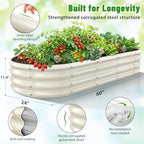 White Oval Raised Garden Bed / Galvanized Steel Planter Box,5 x 2 x 1FT - Image 4