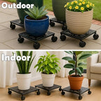 3-pack 13.5 Inches Square Metal Plant Caddy with Wheels Heavy Duty Large Rolling Plant Stand Indoor Outdoor Wheeled Planter Dolly Cart with Lockable Casters Flower Pot Mover Roller Trolley, Black - Image 7