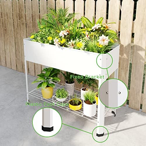 PROXRACER Raised Garden Bed with Detachable Legs Elevated Metal Planter Box for Growing Fresh Herbs Vegetables Flowers Succulents&Other Plants for Outdoor Backyard Patio Deck Balcony White L - Image 7