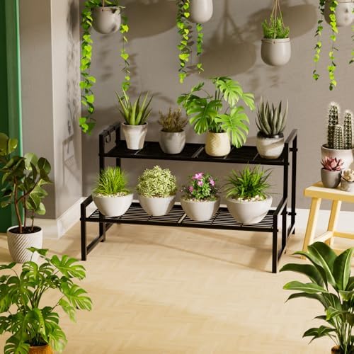 Garden 4 you 2 Tier Metal Stackable Plant Stand, Flower Pot Holder - Image 2