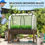 Outsunny Raised Garden Bed with PE Greenhouse Cover 48x22x46 inch Brown - Image 6