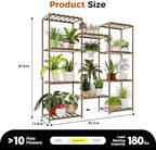 Bamworld Plant Stand with Grow Lights Large Plant Shelf for Mutiple Pots Plant Holder for Living Room Patio Boho Home Decor for Gardening Warm Light - Image 6