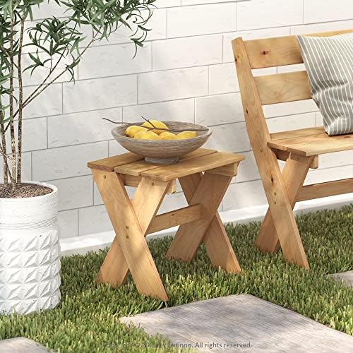 Furinno TIOMAN Compact Patio Table with X-Leg, Easy Assembly, Pine Wood - Image 2
