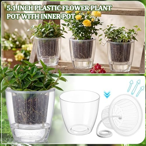 Self Watering Plant Pots, 5.1'', Transparent, 24 Pcs - Image 4
