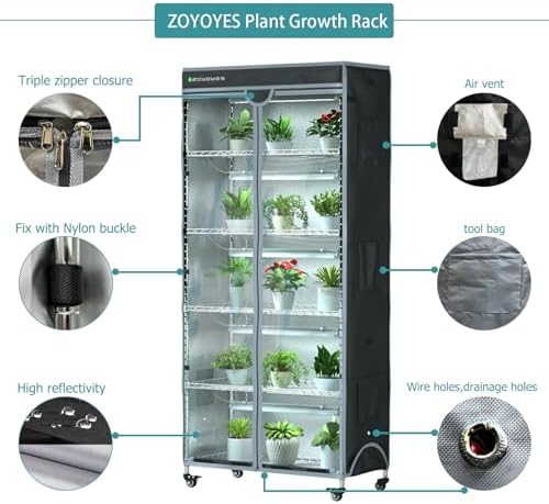 Indoor Greenhouse 6-Tier Plant Stand with Grow Lights & Cover - Image 2