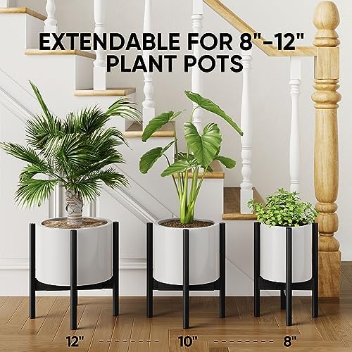 MUDEELA 2 Pack Indoor Plant Stands, 2 Tier Tall Plant Stand 30 inches, Mid Century Bamboo Plant Stand, Adjustable Width 8 - 12 inches, Fits Pot Size of 8 9 10 11 12 inches Pot & Plant Not Included, Black - Image 3