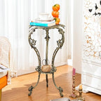 Sungmor Vintage Cast Iron Plant Stand - 2 layer 27.5 Inches Tall Gold - Image 2