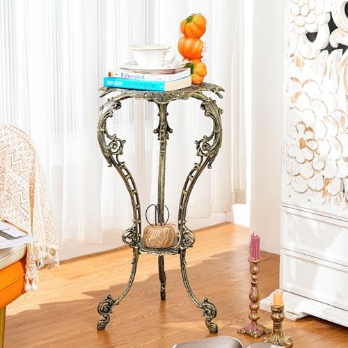 Sungmor Vintage Cast Iron Plant Stand - 2 layer 27.5 Inches Tall Gold - Image 2