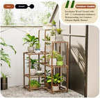 Bamworld Plant Stand Indoor Plant Shelf Outdoor Corner Wood Plant Table - Image 4