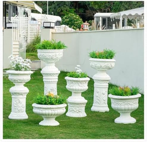 Roman Column Pedestal and Planter Urn, Magnesium Oxide, White - Image 3