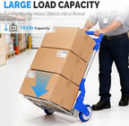 FCH Folding Hand Truck Aluminum Portable Folding Hand Cart 155lbs Capacity Hand Cart and Dolly Ideal for Home, Auto, Office,Travel Use,Blue - Image 2