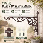 Landhoow 2 Pcs 15.6" Cast Iron Hanging Outdoor Wall Hanger, Rust Brown - Image 3