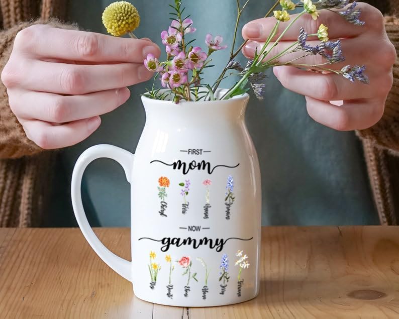 Pofily Gammys Birth Month Garden Flower Vase, Gammys Garden, Nanas Garden, Gammy Gars Den, Customized Flower Garden Vase Gift for Mom Nana Mimi Grandma Mom Mommy - Image 4