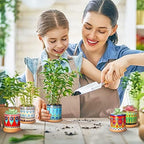 Zopeal 12 Pcs Mandala Ceramic Succulent Pots with Bamboo Trays, Colorful Boho Spring Decor Planters, Small Cactus Plant Pots for Desk Shelf Windowsill, Fiesta Home Decor - Image 6