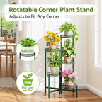 5-Tier Metal Plant Stand Indoor Outdoor, Corner Tall Plant Shelf for Multiple Plants, Foldable Plant Stand, Heavy Duty Flower Stand Holder for House Living Room Balcony Garden Patio -GreenFlower - Image 2