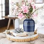 Decorative Ceramic Vases for Home Decor Two Tone Boho Flower Vase for Table Centerpieces Big Blue Pottery Vase Table Flowers Decor Vase Living Room Shelf Fireplace - Image 4