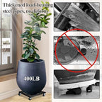 Heavy Duty Plant Caddy with Wheels, 12'' Rolling Plant Stand, 2 Pack, Black - Image 5
