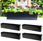 LaLaGreen Wall Planters for Outdoor (24 Inch, 4 Pack) Carbon Steel Black Metal Hanging Flower Pot for Succulents, Wall Mount Rectangular Window Sill Box Fence Floating Garden Shelf Deck Indoor Decor by L%C3%A1L%C3%A1Green