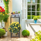 2 Tier Tall Metal Plant Stand Indoor Outdoor, Square Stand (Black) - Image 4