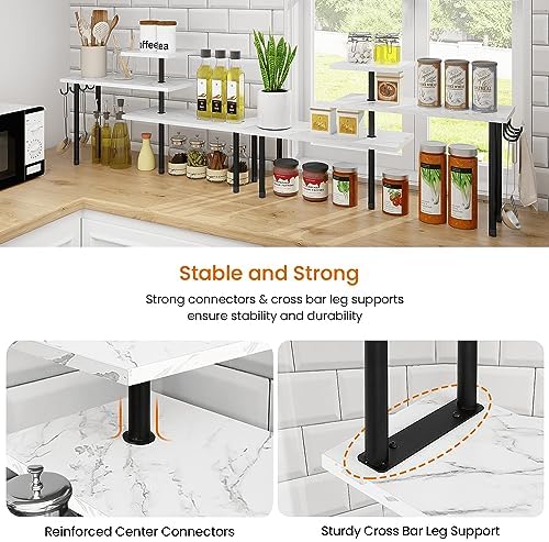 Homode Bathroom Counter Corner Shelf, 3 Tier Kitchen Countertop Organizer for Over The Sink, Make Up, Dresser Table, White Marble - Image 6