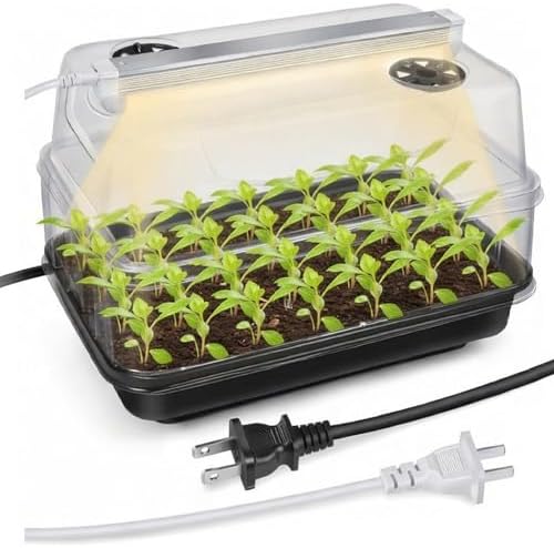 Seed Starter Tray with Grow Light and Heated Base for Faster Germination by Saillong