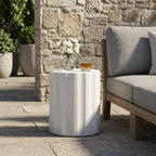 ø15.25'' Concrete Side Table End Table for Outdoor & Living Room, Modern Retro Round Circle Style, Durable and Lightweight, Cement Material, Diamond Pattern, No Assembly, Antique White - Image 3