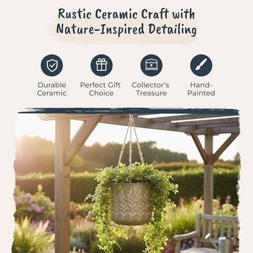 Blue Sky Ceramic Hanging Rusted Leaves 6.5'' Flower Pot - Image 4