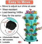 DUNCHATY Stackable Planter, Teal, 6 Tier Garden Tower, Self Watering, Indoor/Outdoor, with Garen Tool Set - Image 7