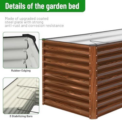 SnugNiture 36" Tall Raised Garden Bed, Easy Gardening at Waist Height, 8x4x3ft Large Galvanized Metal Outdoor Planter Box for Vegetables Flowers, Brown - Image 5