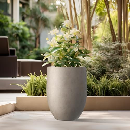Kante 21.7" Tall Concrete Planter, Weathered Floor Pot, Indoor and Outdoor - Image 6