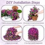 Ammyoo Artificial Fake Hanging Flowers Basket for Spring Summer Decor - Image 7