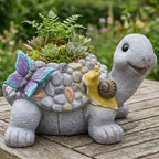 Elenon Tortoise Planter for Succulents Indoor Outdoor with Drainage Hole, Unique Home Garden Decor Resin Cute Turtle Flower Pot Gift Idea for Plant Lovers by ELENONSTATUE