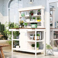 Solid Fir Wood Potting Bench Table - Large Garden Workstation with 2 Drawers, Storage Cabinet & 4-Tier Open Shelves, Heavy Duty Outdoor Prep Table with Anti-Falling Safety Device by Unknown