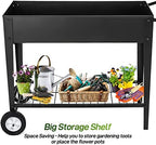 GARFANS Raised Garden Bed, Metal Raised Planter Box Outdoor with Legs, 2 Wheels and Shelf, Elevated Garden Bed Box for Vegetable Indoor Herb Flower Backyard Patio, 40" L x 16" W x 31.5" H - Image 4