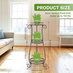 iDavosic.ly 3 Tier Tall Metal Plant Stand Outdoor Indoor, 34 Inch, Bronze - Image 2