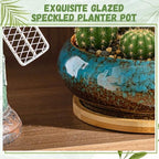 2 Pcs 7.3'' Shallow Succulent Planters Pots, Blue - Image 4