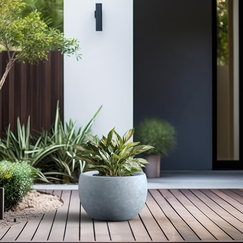 Kante Blue Gray Concrete Planter 15.7" Dia All-Weather Round Accent Pot - Image 6