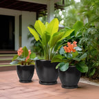 Ceramic Pots for Plants, 10+8+6 Inch Modern Flower Pot, Black - Image 5