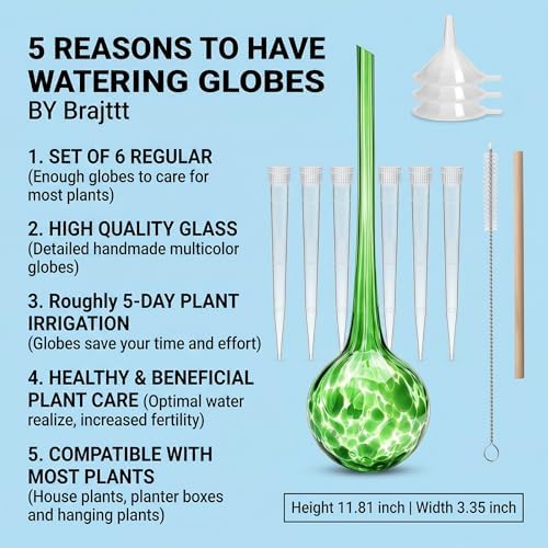 Plant Watering Globes, 6pcs Automatic Glass Watering Bulbs, Decorative Garden Watering Glass drip Ball with 6 Tags - Image 2